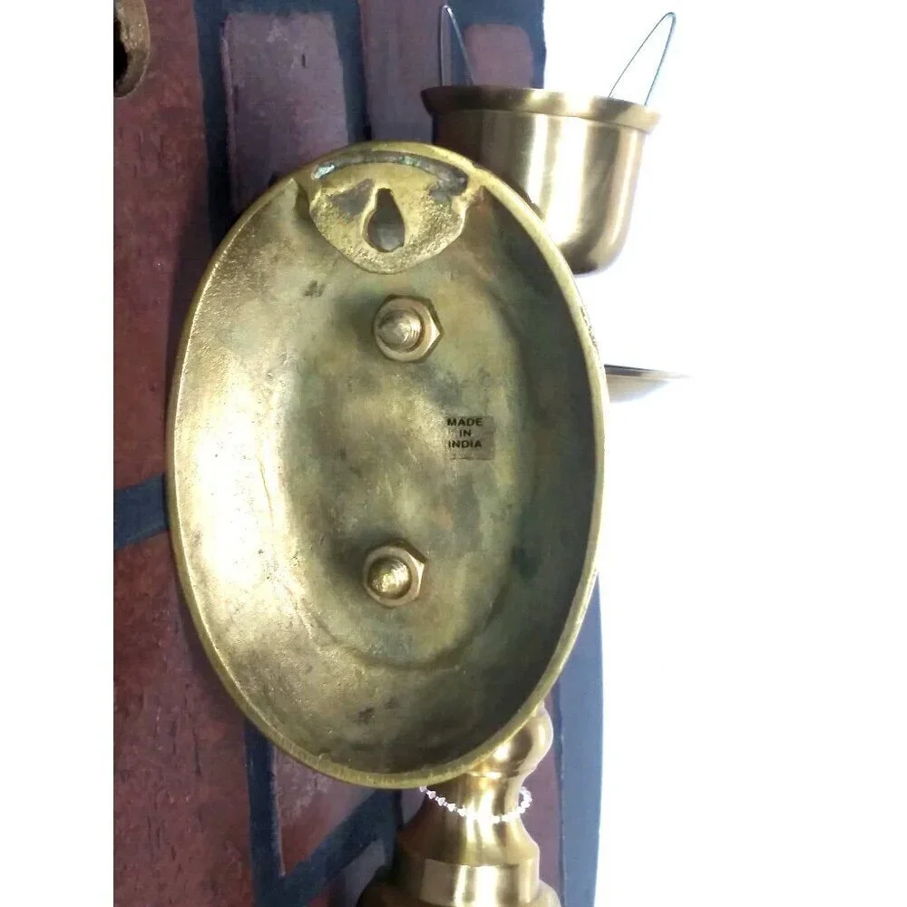 Pier 1 Brass Candle Holder SOLID BRASS Sconce Wall Mount Vintage India NEW